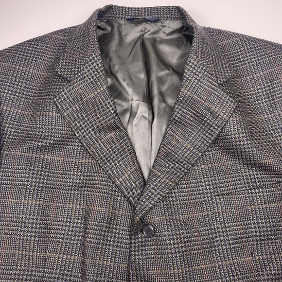 Brooks Brothers 346 Blazer Sports Coat 46R Wool Cashmere 3 Btn Glen Plaid Brown